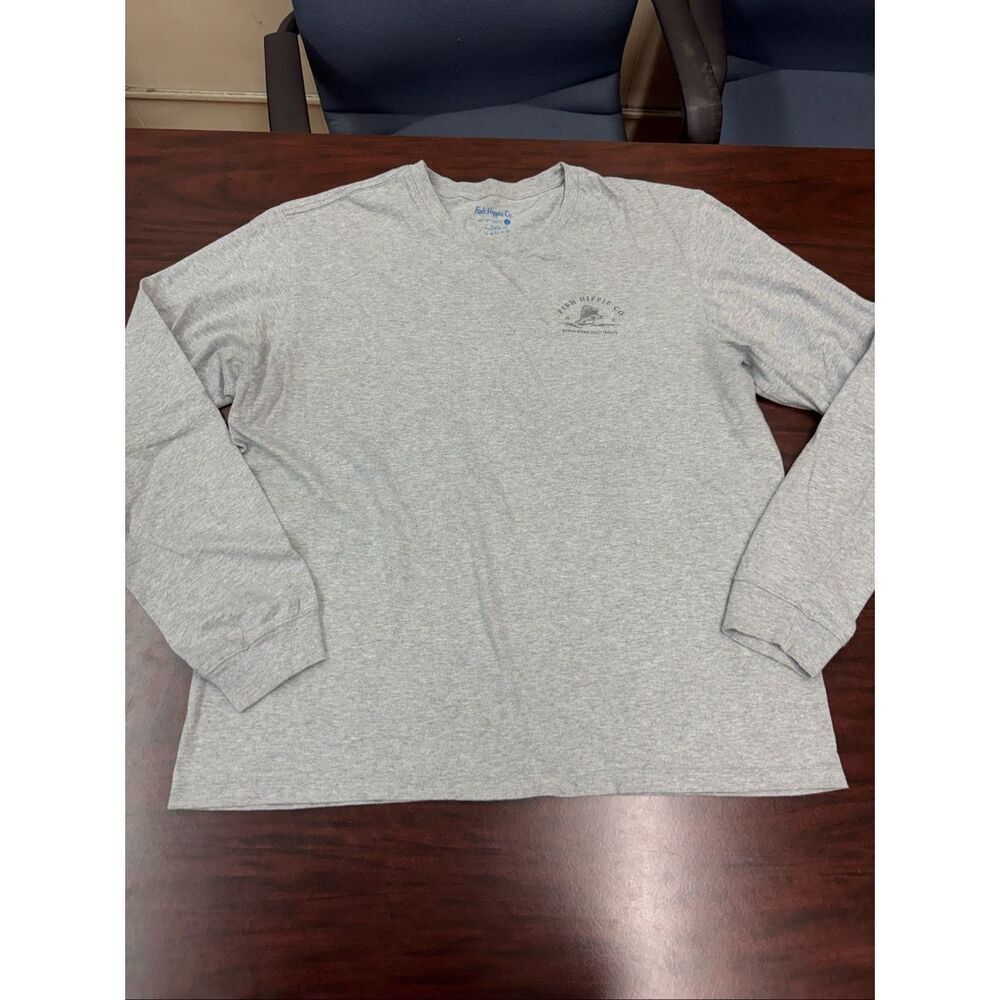 Fish Hippie Co. Mens Long Sleeve Grey Shirt Size Large